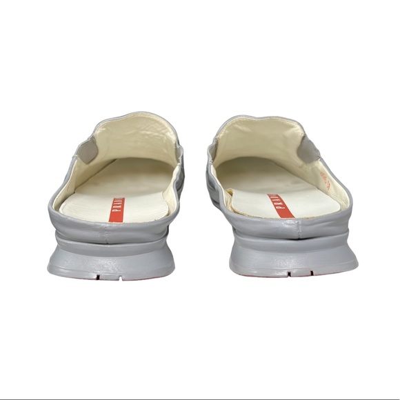 Prada Gray Leather Slip On Mules sz 8.5 - Picture 6 of 13